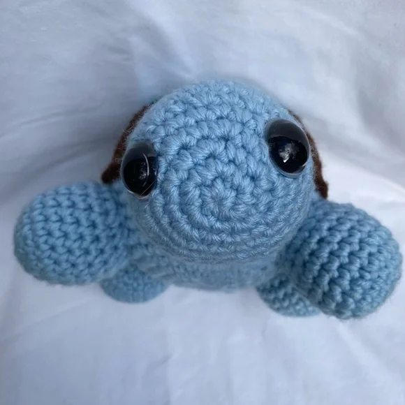 Handmade Crocheted Blue Turtle - Picture 8 of 8